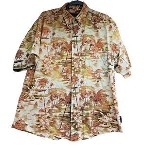 Field & Stream Shirt Mens Large Hawaiian Print Outdoor Cotton Button Up